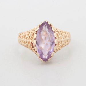 10K YG Amethyst Open Work Ring, Sz. 7.5